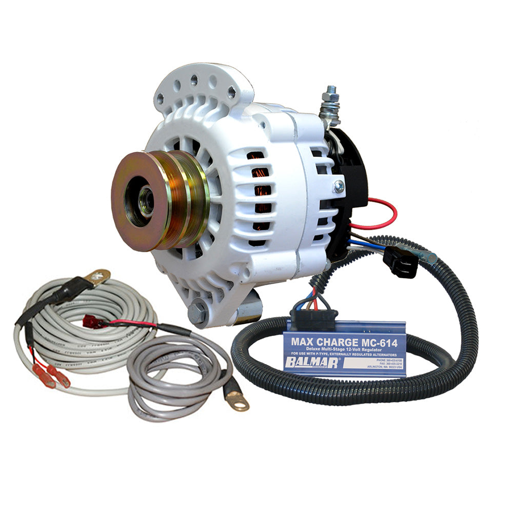 Balmar Alternator 120 AMP 12V 1-2&quot; Single Foot Spindle Mount Dual Vee Pulley Regulator  Temp Sensor [621-VUP-MC-120-DV]