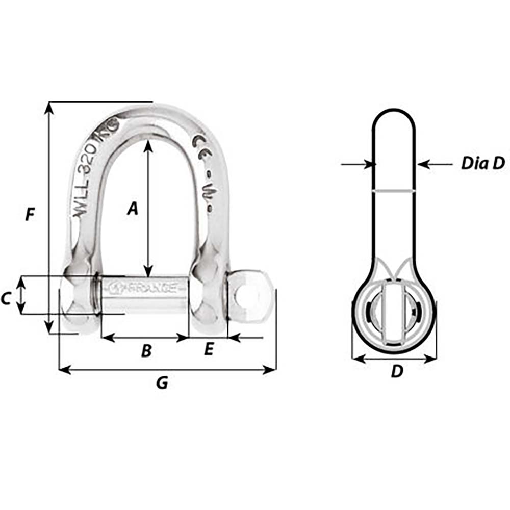 Wichard Self-Locking D Shackle - Diameter 4mm - 5/32&quot; [01201]