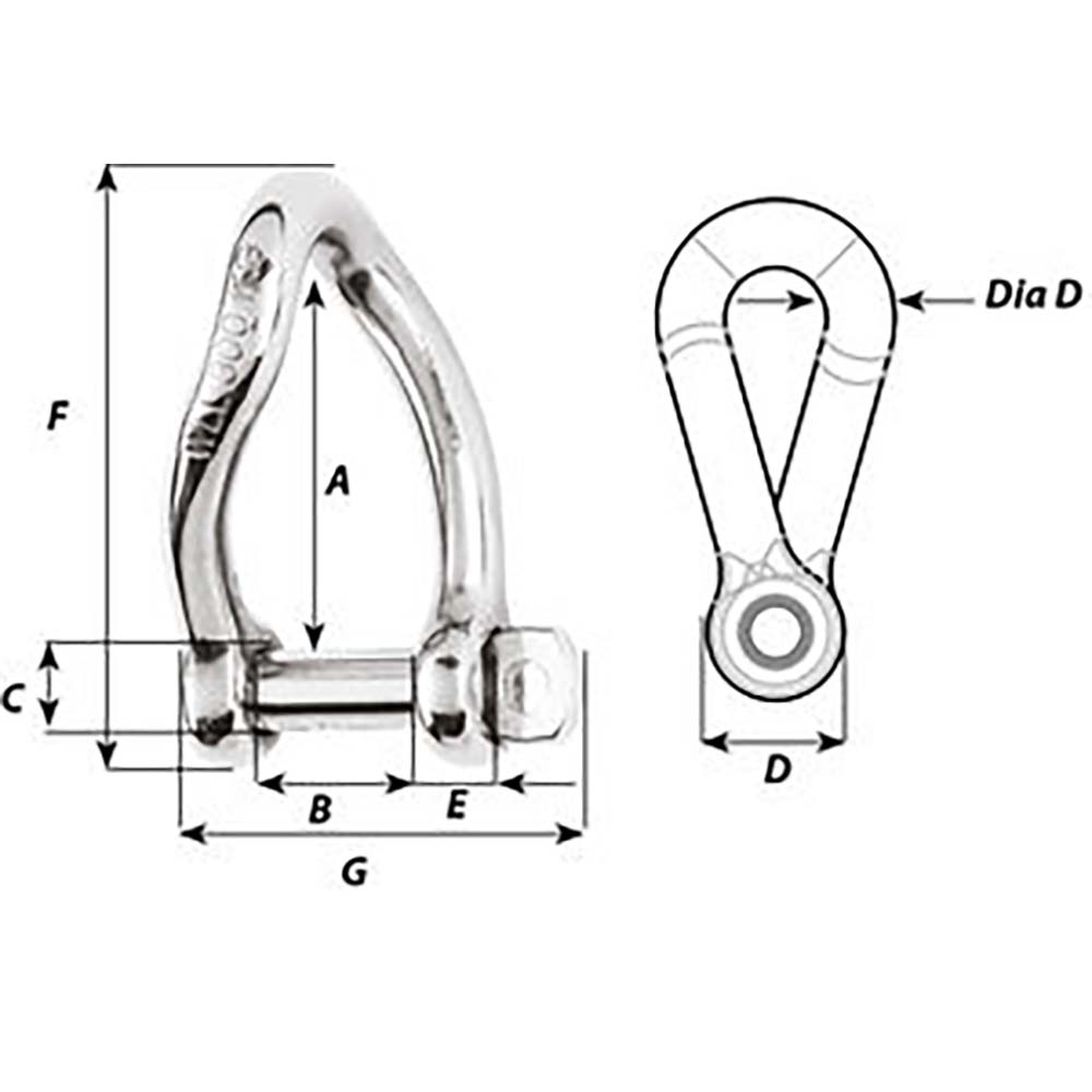 Wichard Self-Locking Twisted Shackle - Diameter 5mm - 3/16" [01222] - 0