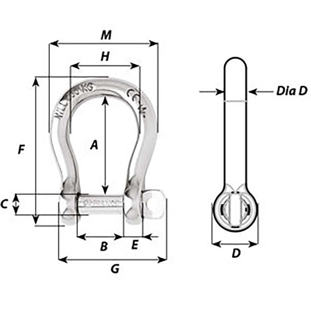 Wichard Self-Locking Bow Shackle - Diameter 4mm - 5/32" [01241] - 0