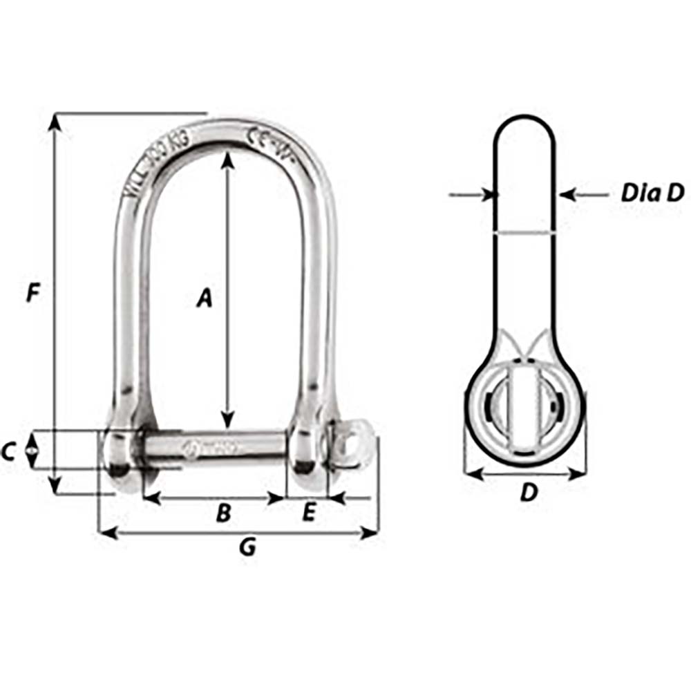 Wichard Self-Locking Large Shackle - Diameter 5mm - 3/16" [01262] - 0