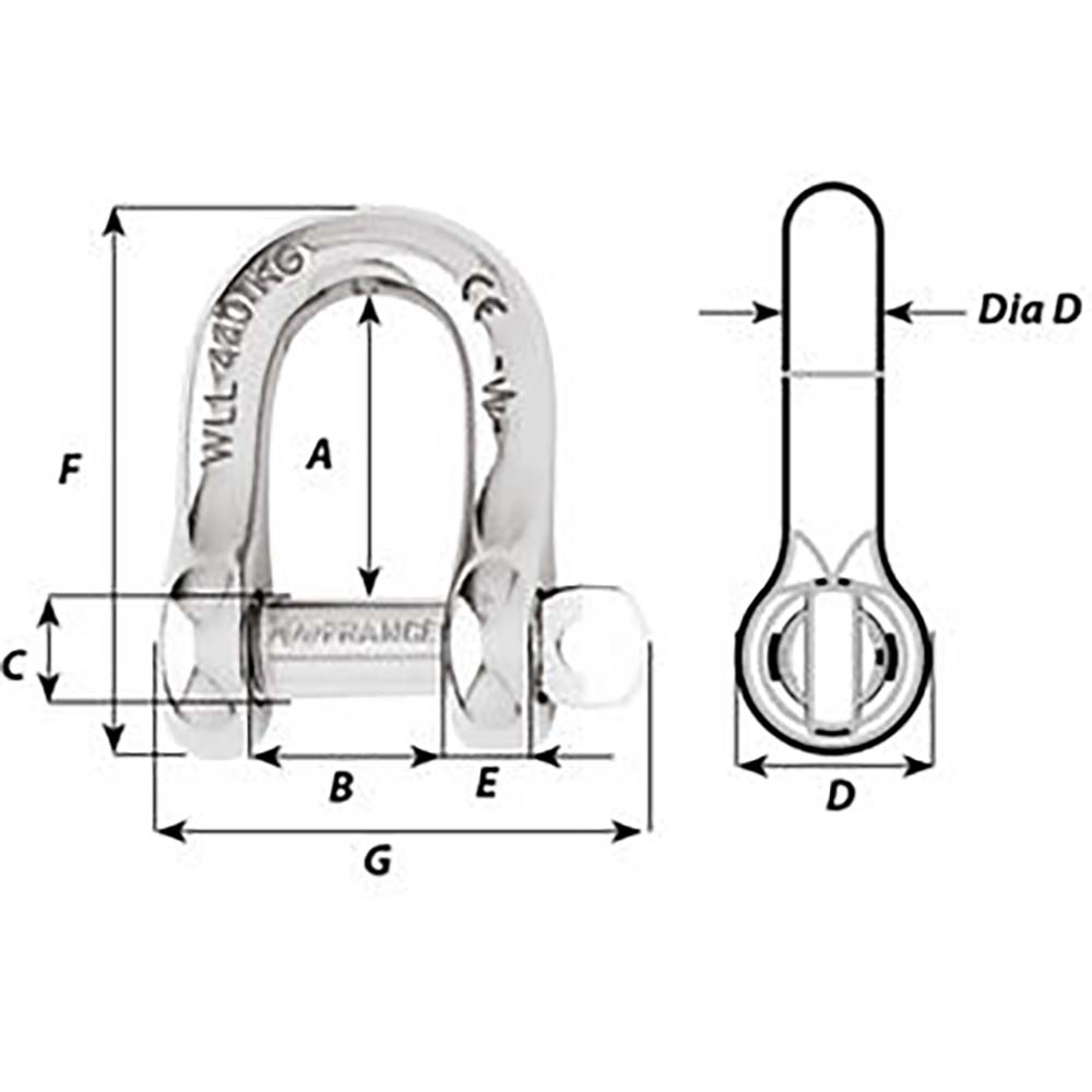 Wichard Captive Pin D Shackle - Diameter 4mm - 5/32&quot; [01401]