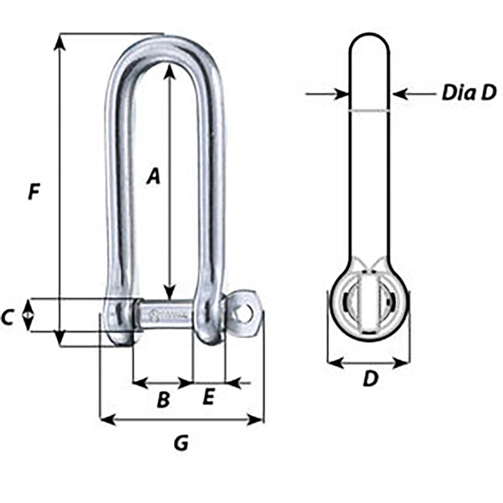 Wichard Captive Pin Long D Shackle - Diameter 4mm - 5/32" [01411] - 0