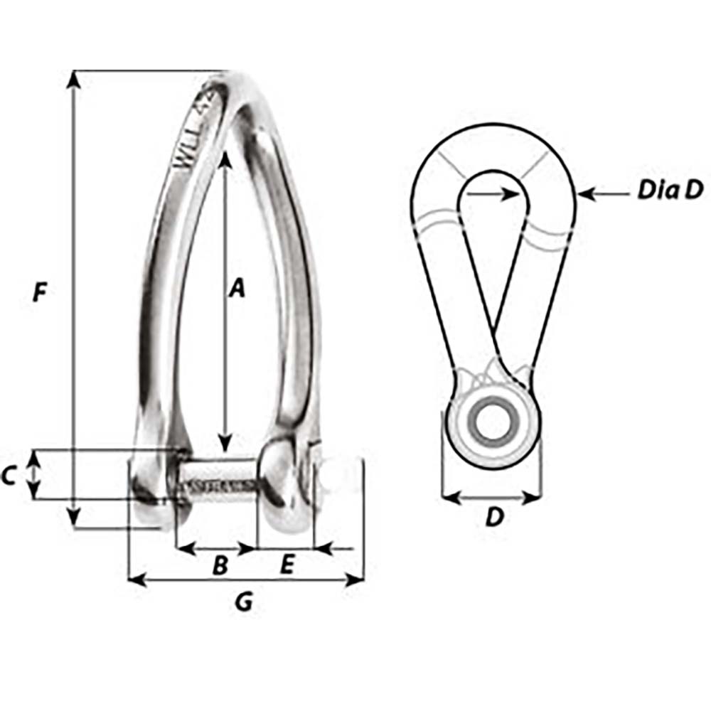 Wichard Captive Pin Twisted Shackle - Diameter 5mm - 3/16" [01422] - 0