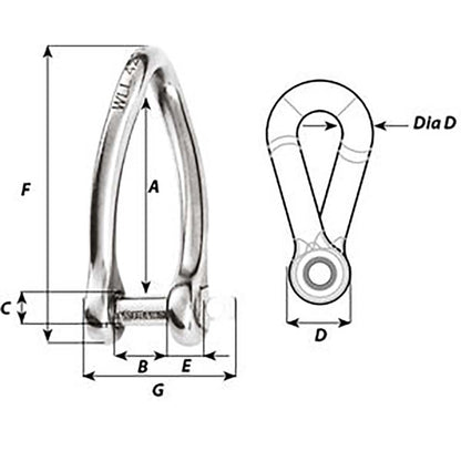 Wichard Captive Pin Twisted Shackle - Diameter 8mm - 5/16&quot; [01424]