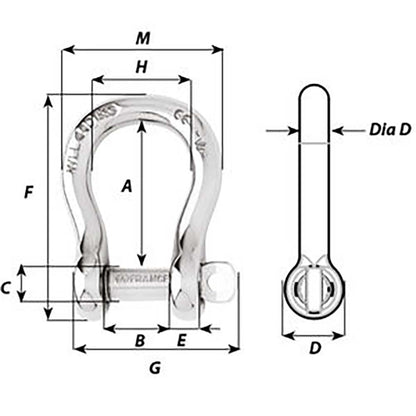 Wichard Captive Pin Bow Shackle - Diameter 6mm - 1/4&quot; [01443]