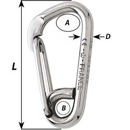 Wichard Asymmetric Carbine Hook - Length 170mm - 15/32&quot; [02328]