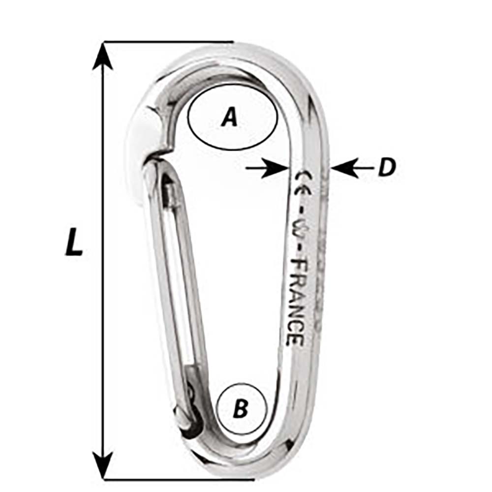 Wichard Symmetric Carbine Hook Without Eye - Length 60mm - 1/4&quot; [02333]