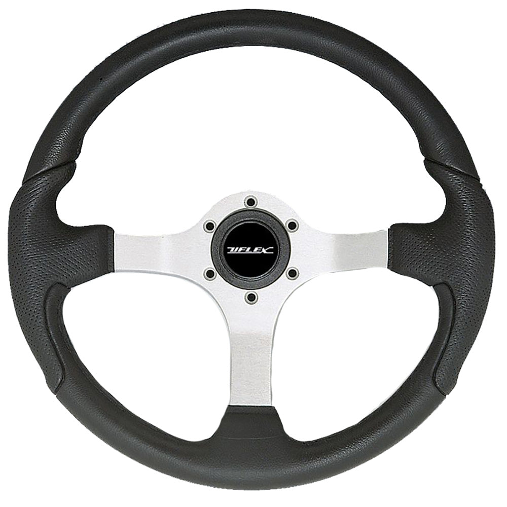 Uflex Nisida Steering Wheel 13.8&quot; - Black Polyurethane Grip w/Black Aluminum Spokes [NISIDA-B/B]