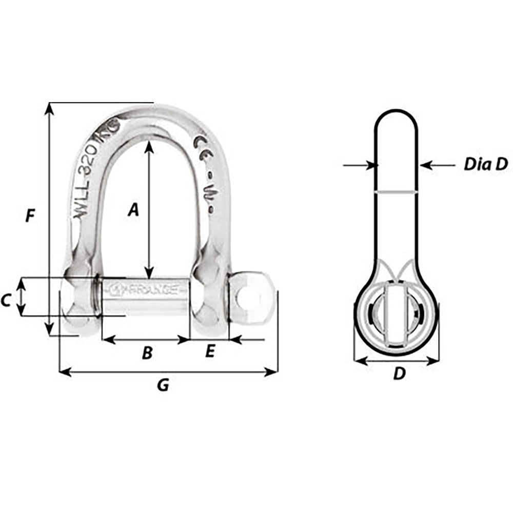 Wichard Self-Locking D Shackle - 12mm Diameter - 15/32" [01206] - 0