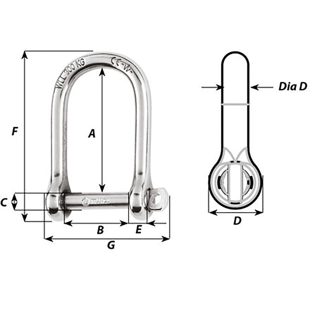 Wichard Self-Locking Large Opening Shackle - 6mm Diameter - 1/4" [01263] - 0