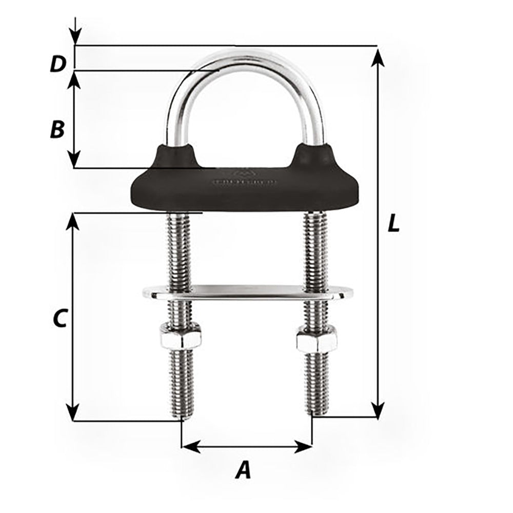 Wichard Black Watertight U-Bolt - 6mm Diameter - 15/64&quot; - 70mm Length - 2-3/4&quot; [65331]