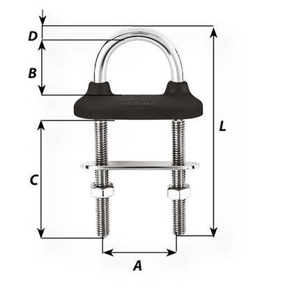 Wichard Black Watertight U-Bolt - 6mm Diameter - 15/64&quot; - 70mm Length - 2-3/4&quot; [65331]