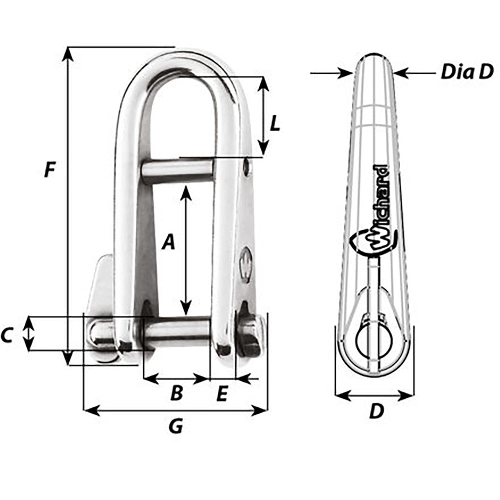 Wichard HR Key Pin Shackle With Bar - 5mm Pin Diameter [91432] - 0