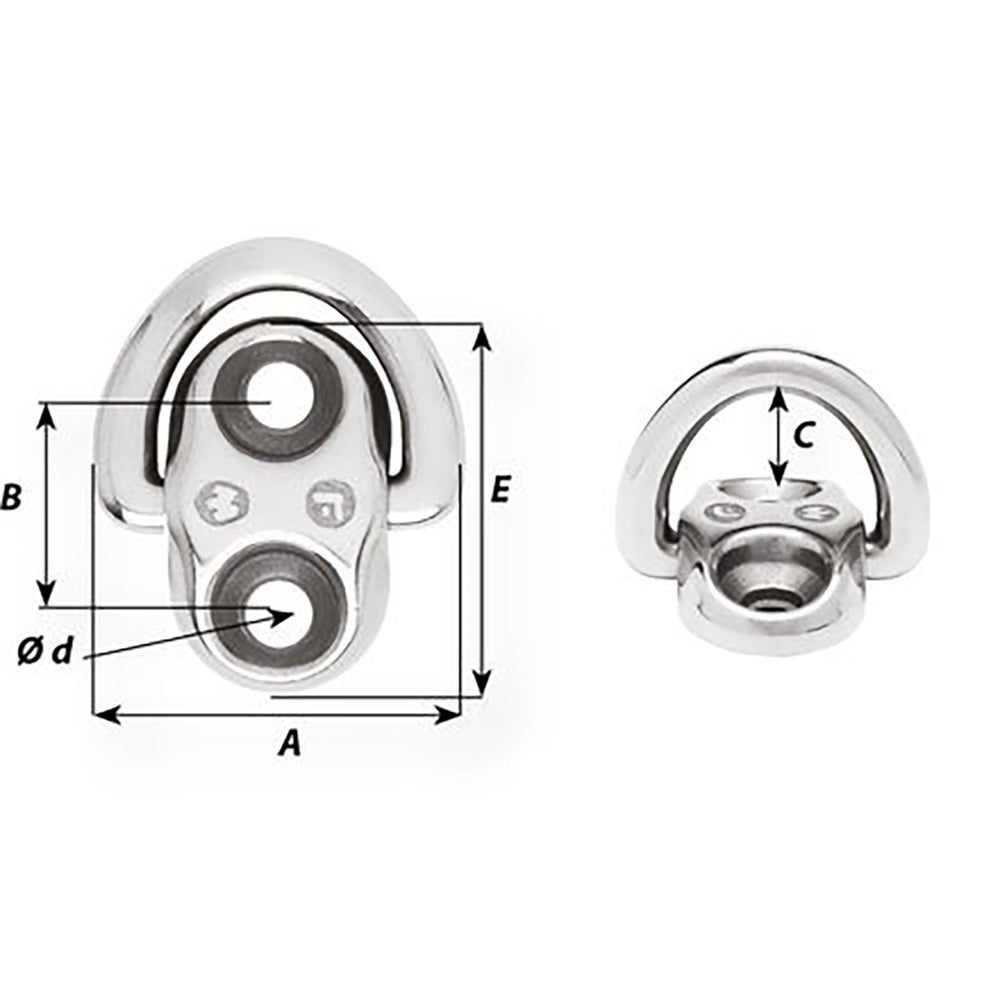 Wichard Folding Pad Eye - 6mm Diameter (15/64&quot;) - 2 Fixed Holes [6684]