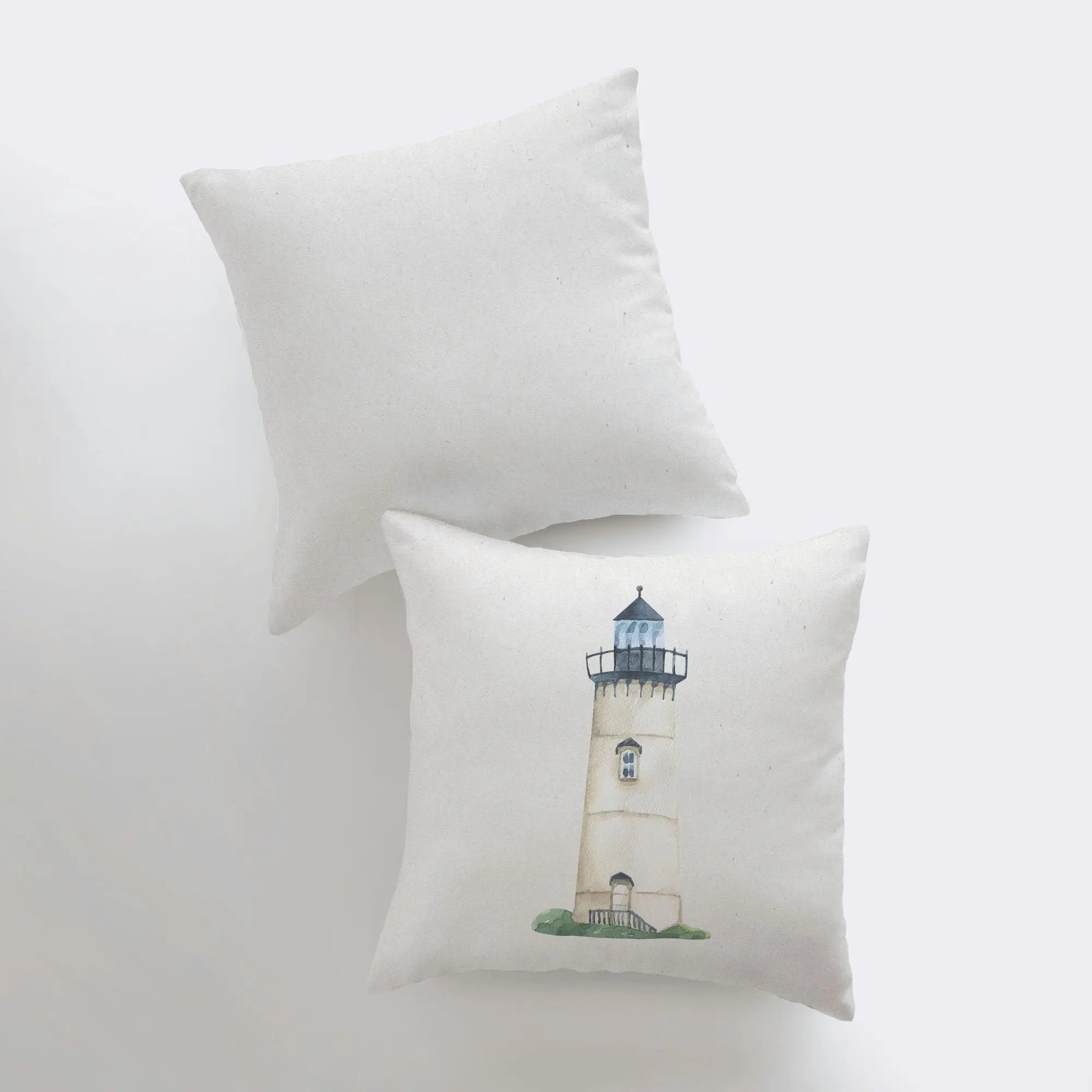 Watercolor Blue Lighthouse Accent Throw Pillow | Cover Only or Cover & Insert | Many Sizes Available