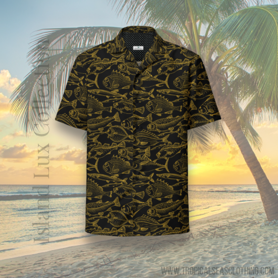 Sea Of Gold Riches Hawaiian Button Shirt: Dive Into Opulent Ocean Elegance!