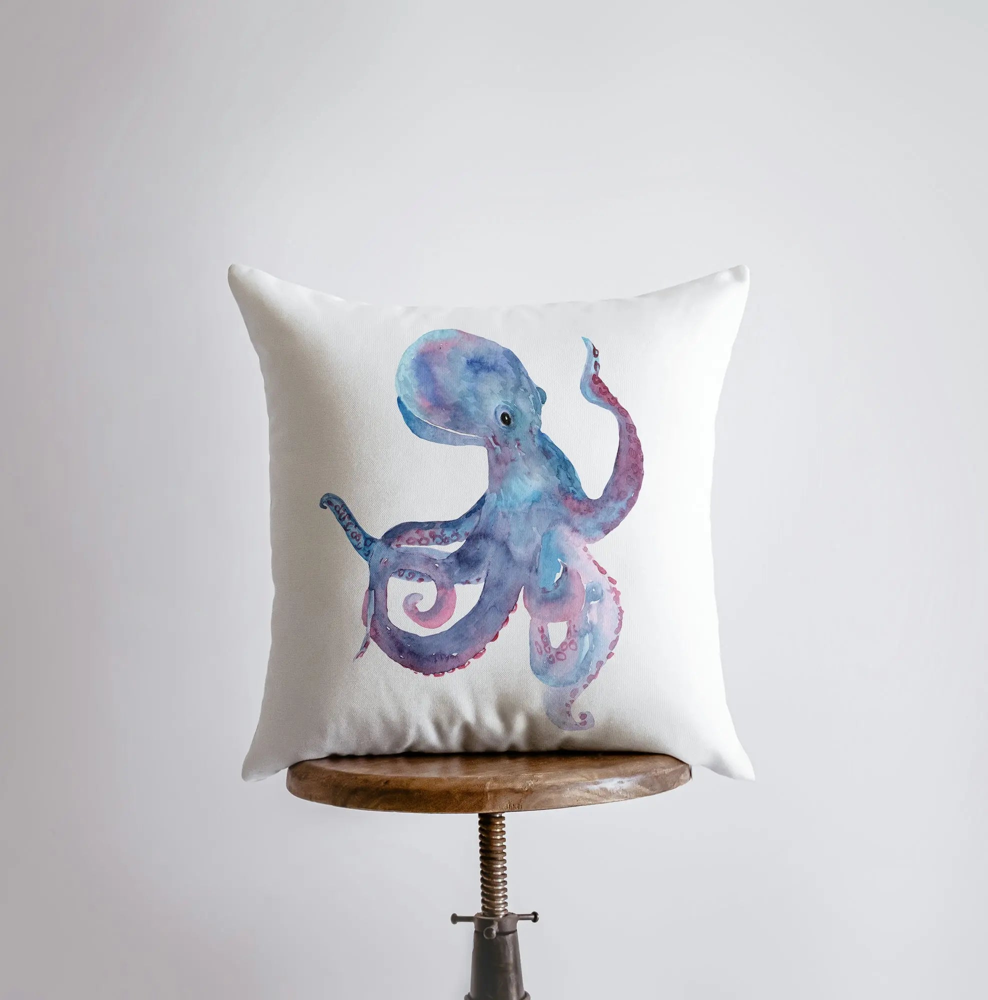 Watercolor Octopus Accent Throw Pillow | Cover Only or Cover & Insert | Many Sizes Available