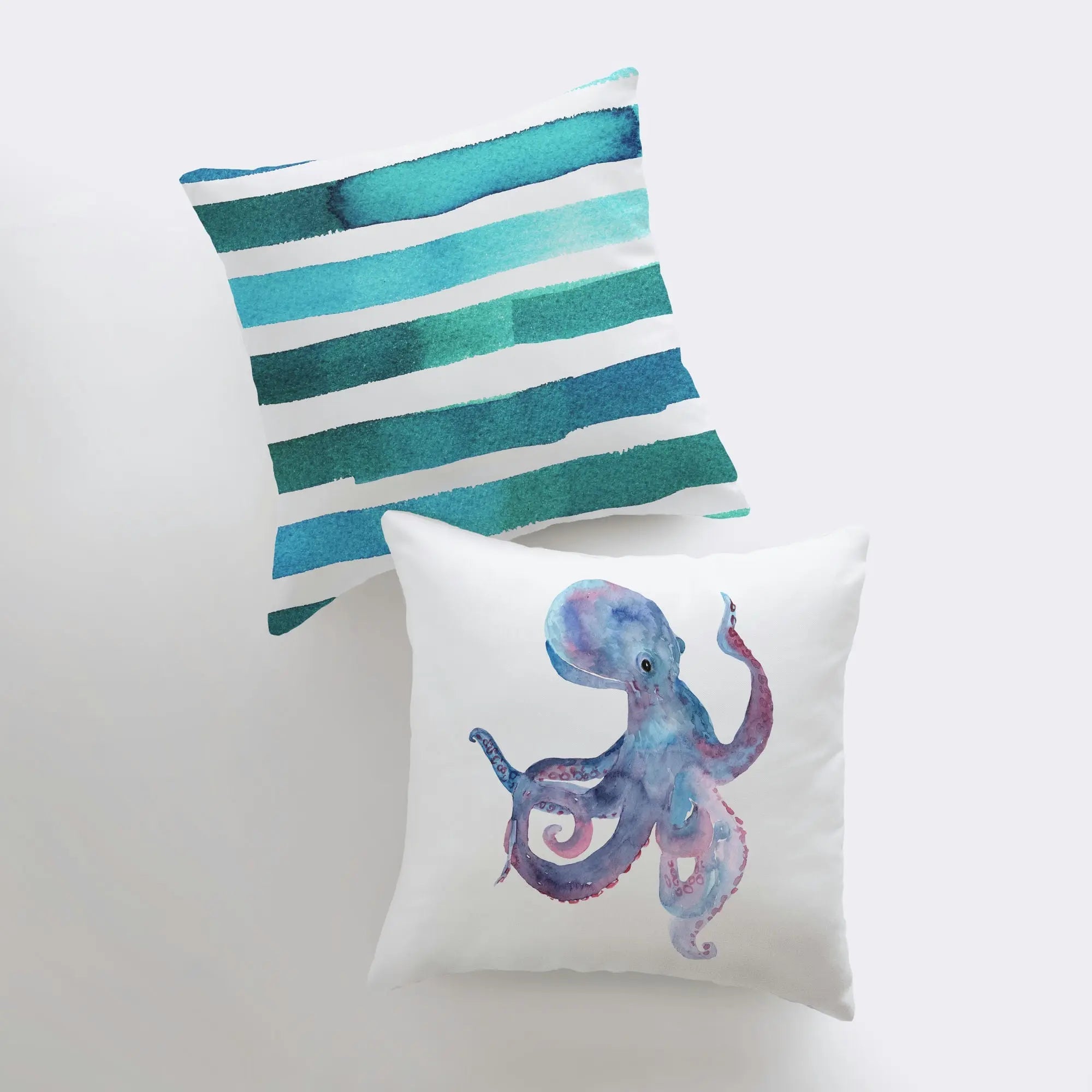 Watercolor Octopus Accent Throw Pillow | Cover Only or Cover & Insert | Many Sizes Available