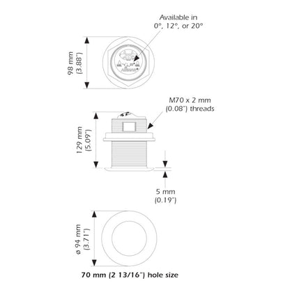 Airmar B75HW High Wide Chirp Transducer - 20 Degree Deadrise, 600W Thru Hull [B75C - 20 - HW - MM]