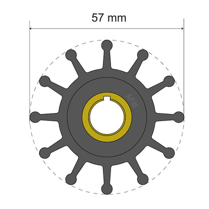 Albin Group Premium Impeller Kit 57 x 12.7 x 20mm - 12 Blade - Key Insert [06 - 01 - 013]