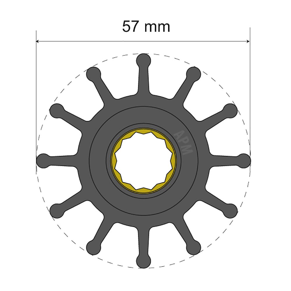 Albin Group Premium Impeller Kit 57 x 16 x 48.2mm - 12 Blade - Spline Insert [06 - 01 - 014]