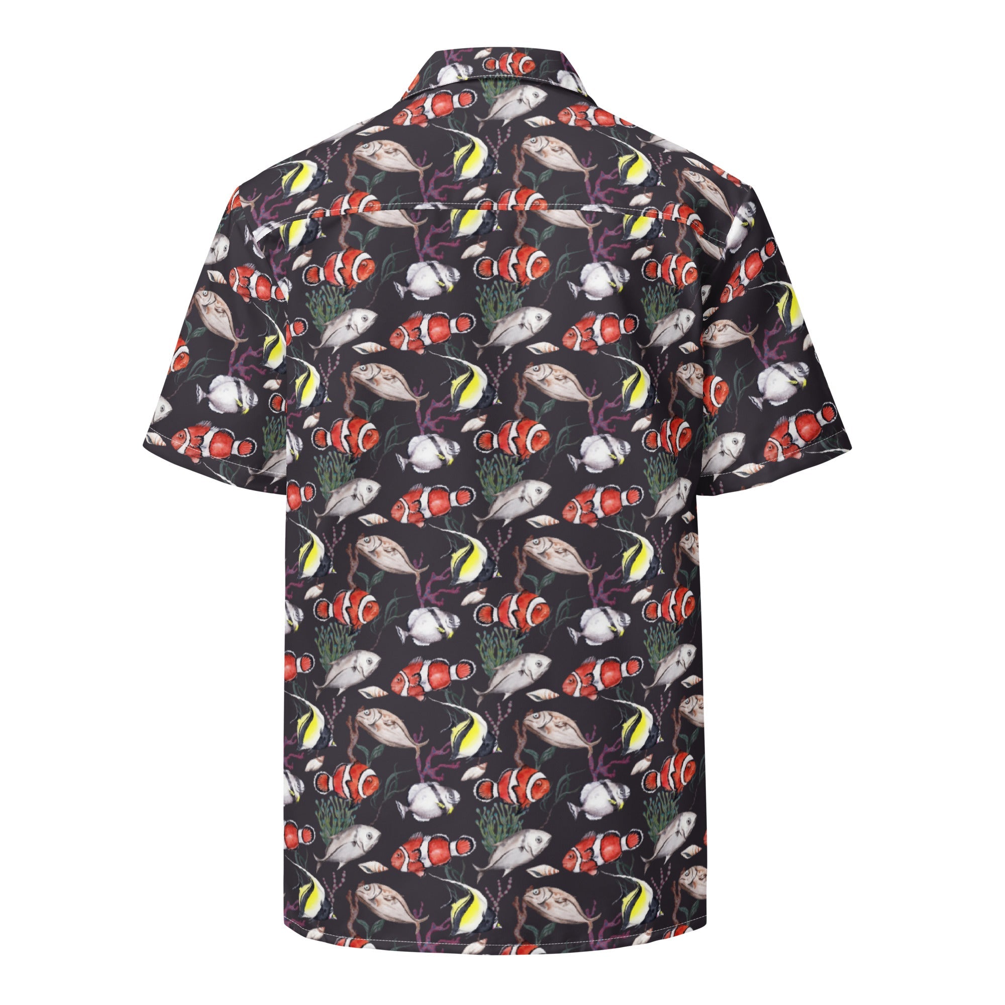 Murky Reef Tropical Saltwater Fish Hawaiian Button Shirt: Dive Into Underwater Elegance!