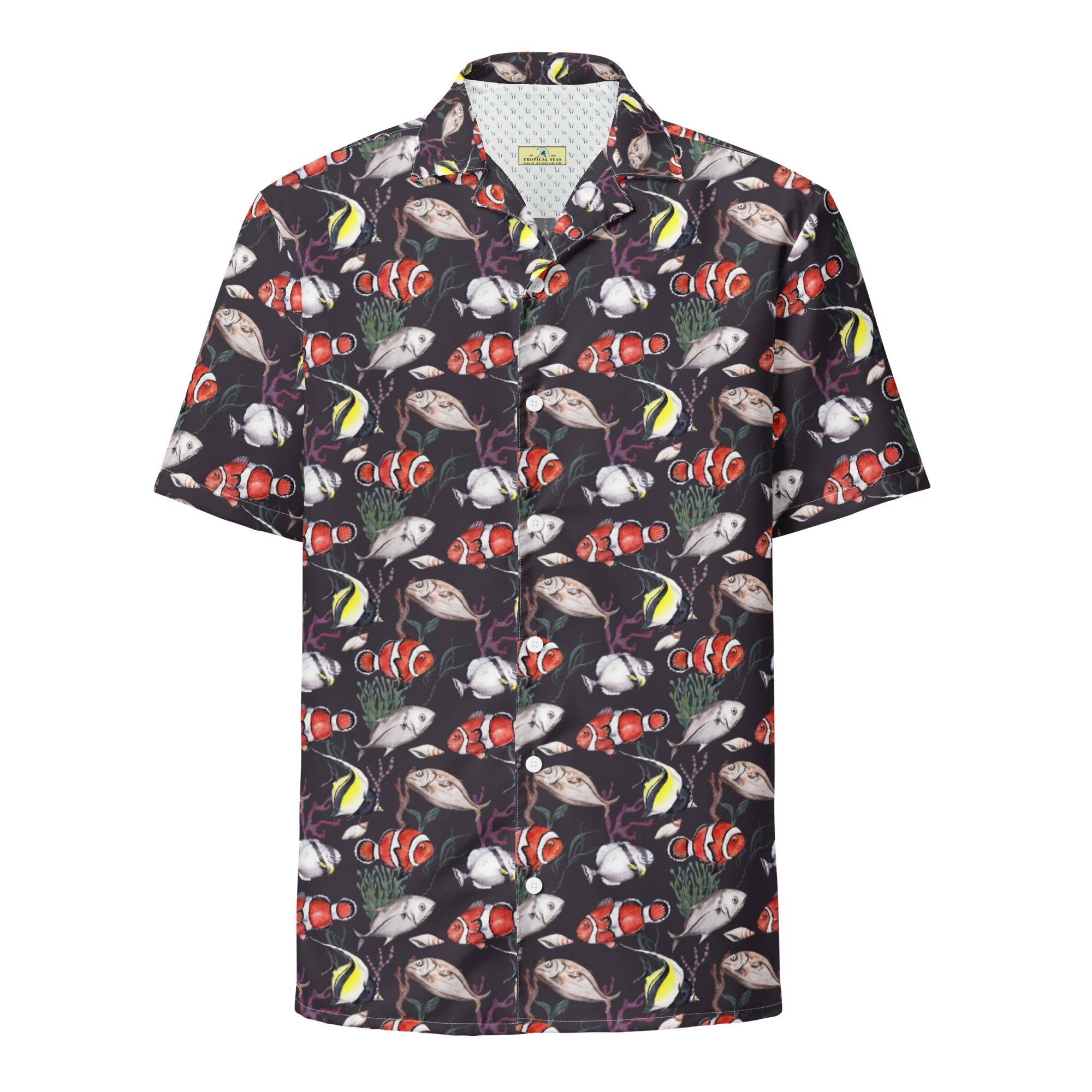 Murky Reef Tropical Saltwater Fish Hawaiian Button Shirt: Dive Into Underwater Elegance!