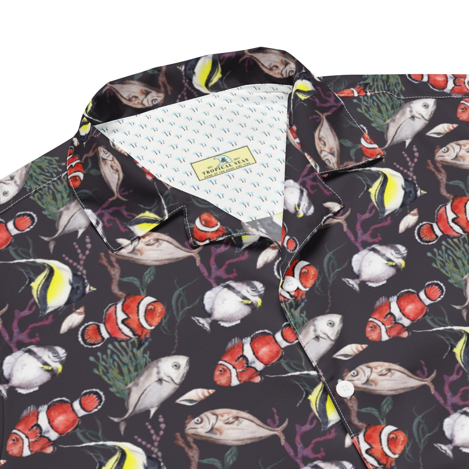 Murky Reef Tropical Saltwater Fish Hawaiian Button Shirt: Dive Into Underwater Elegance!