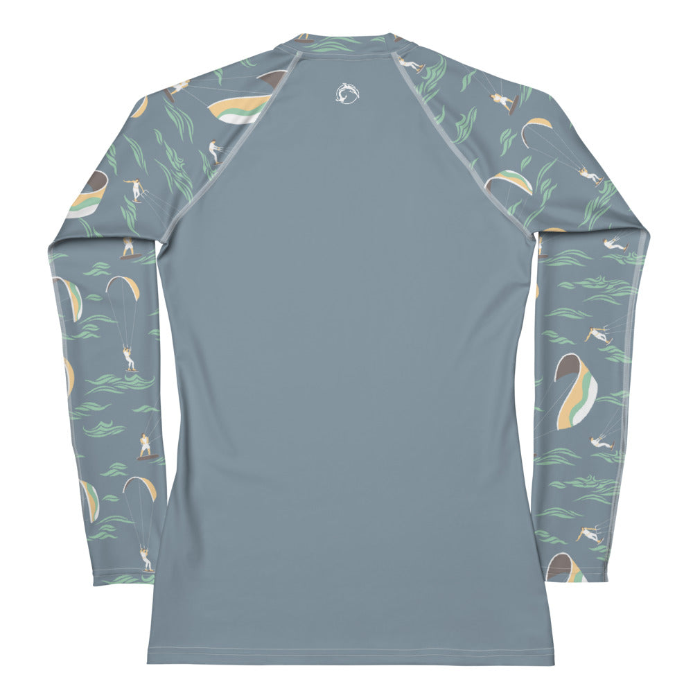 Women's UPF 50 Long Sleeve Sun Shirt - Kitesurfing Waves