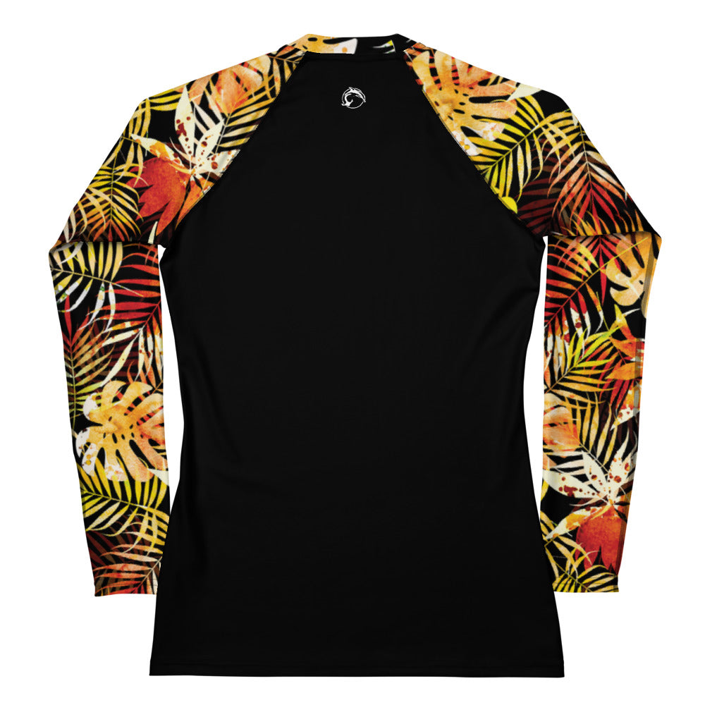 Women's UPF 50 Long Sleeve Sun Shirt - Tropical Leaves