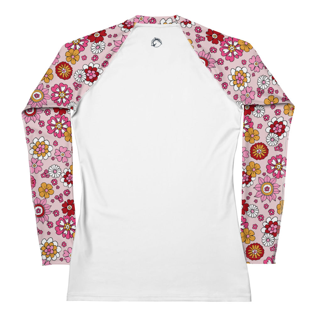 Women's UPF 50 Long Sleeve Sun Shirt - Pink Flower Bursts