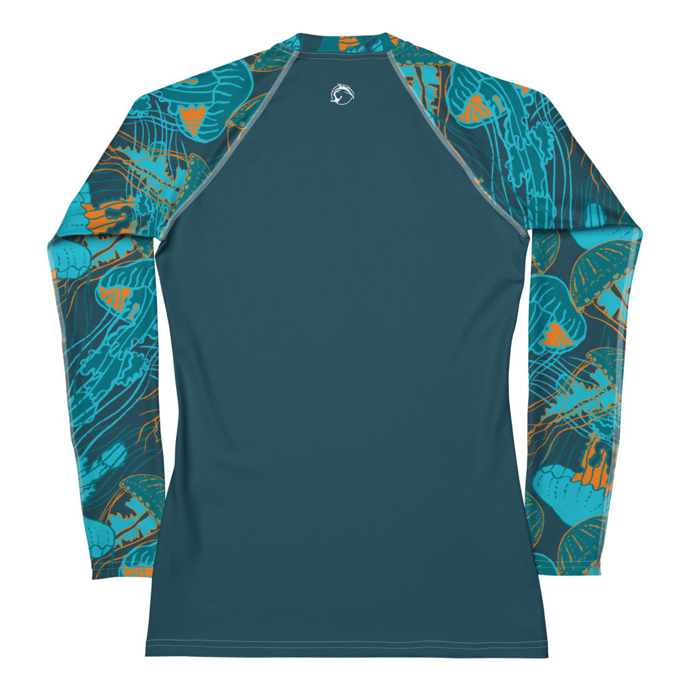 Women's UPF 50 Long Sleeve Sun Shirt - Electric Jellyfish