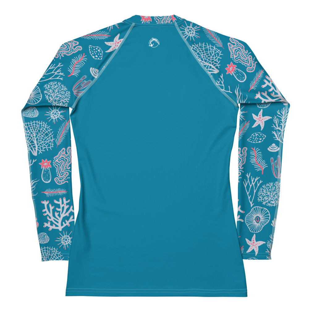 Women's UPF 50 Long Sleeve Sun Shirt - Coral Starfish