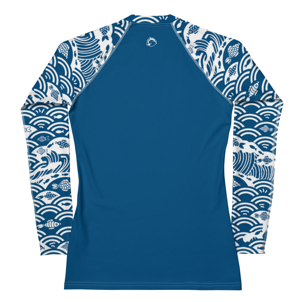 Women's UPF 50 Long Sleeve Sun Shirt - Fishy Waves