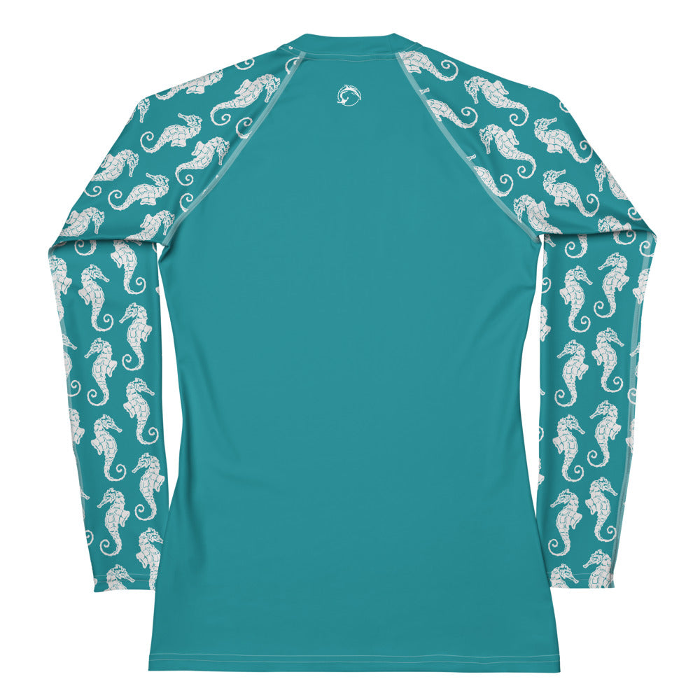 Women's UPF 50 Long Sleeve Sun Shirt - Seahorses