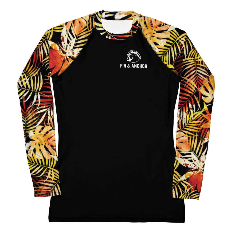 Women's UPF 50 Long Sleeve Sun Shirt - Tropical Leaves