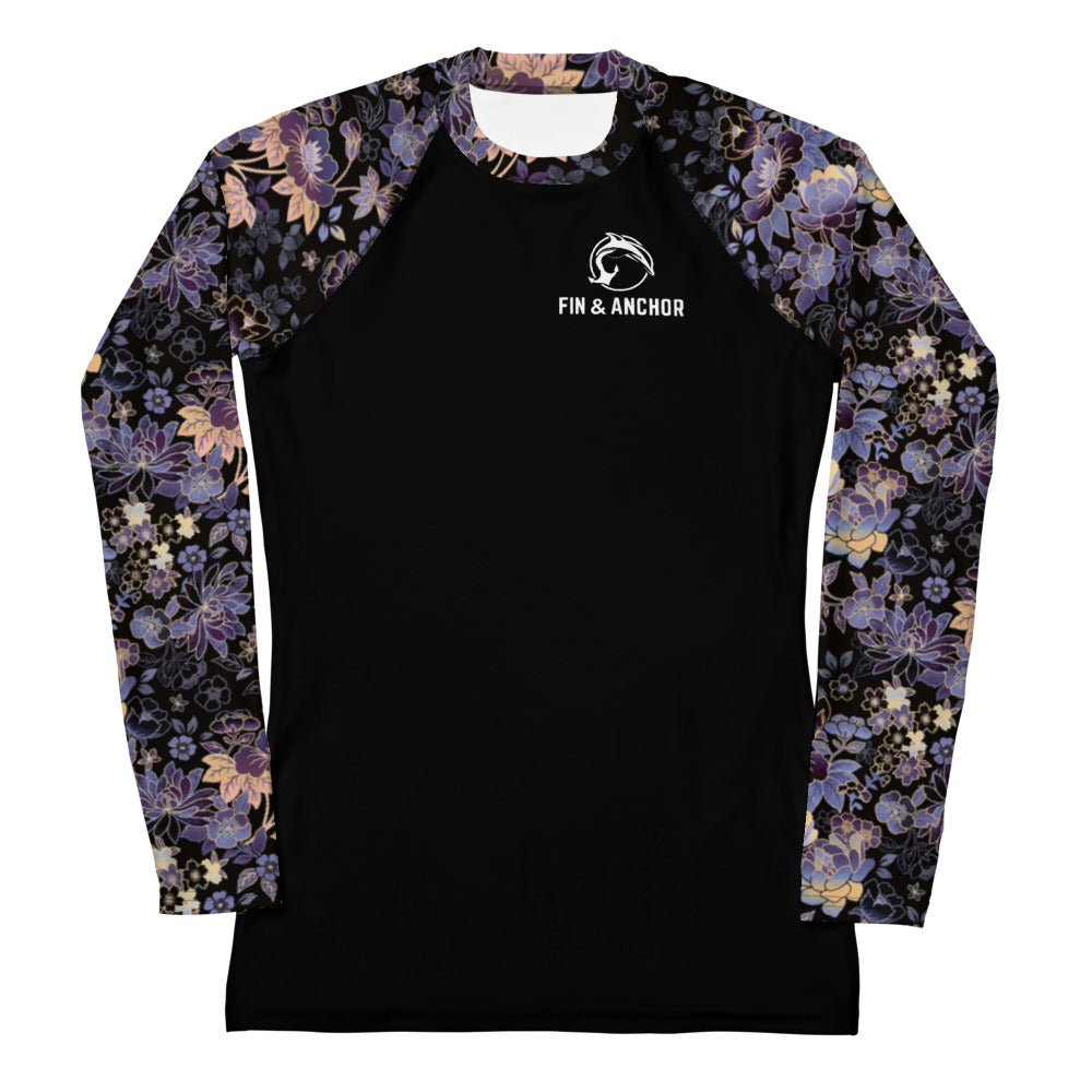 Women's UPF 50 Long Sleeve Sun Shirt - Purple Blooms