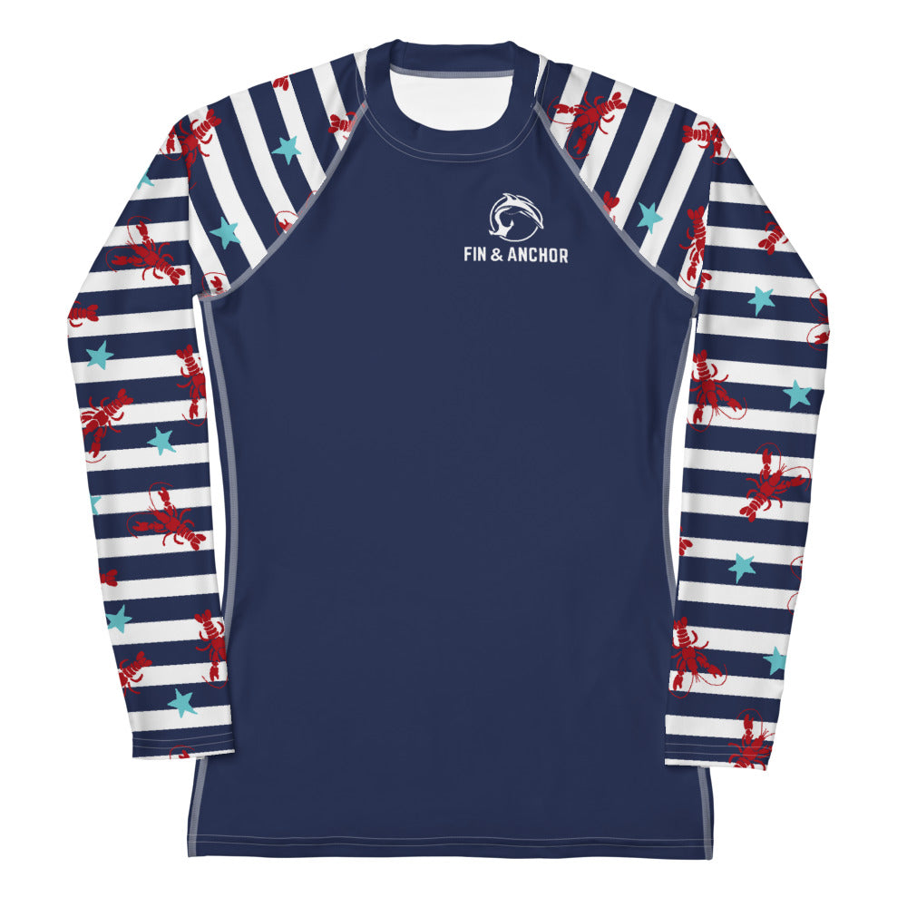 Women's UPF 50 Long Sleeve Sun Shirt - Lobster Stripes