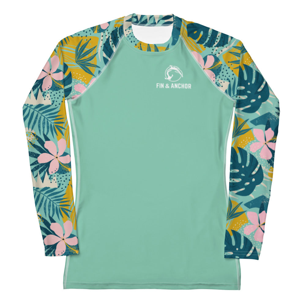 Women's UPF 50 Long Sleeve Sun Shirt - Tropic Flowers