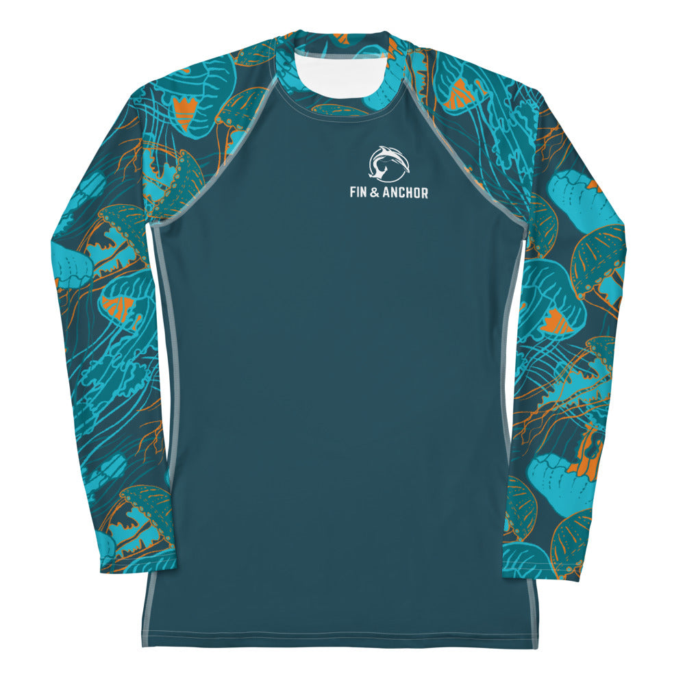 Women's UPF 50 Long Sleeve Sun Shirt - Electric Jellyfish