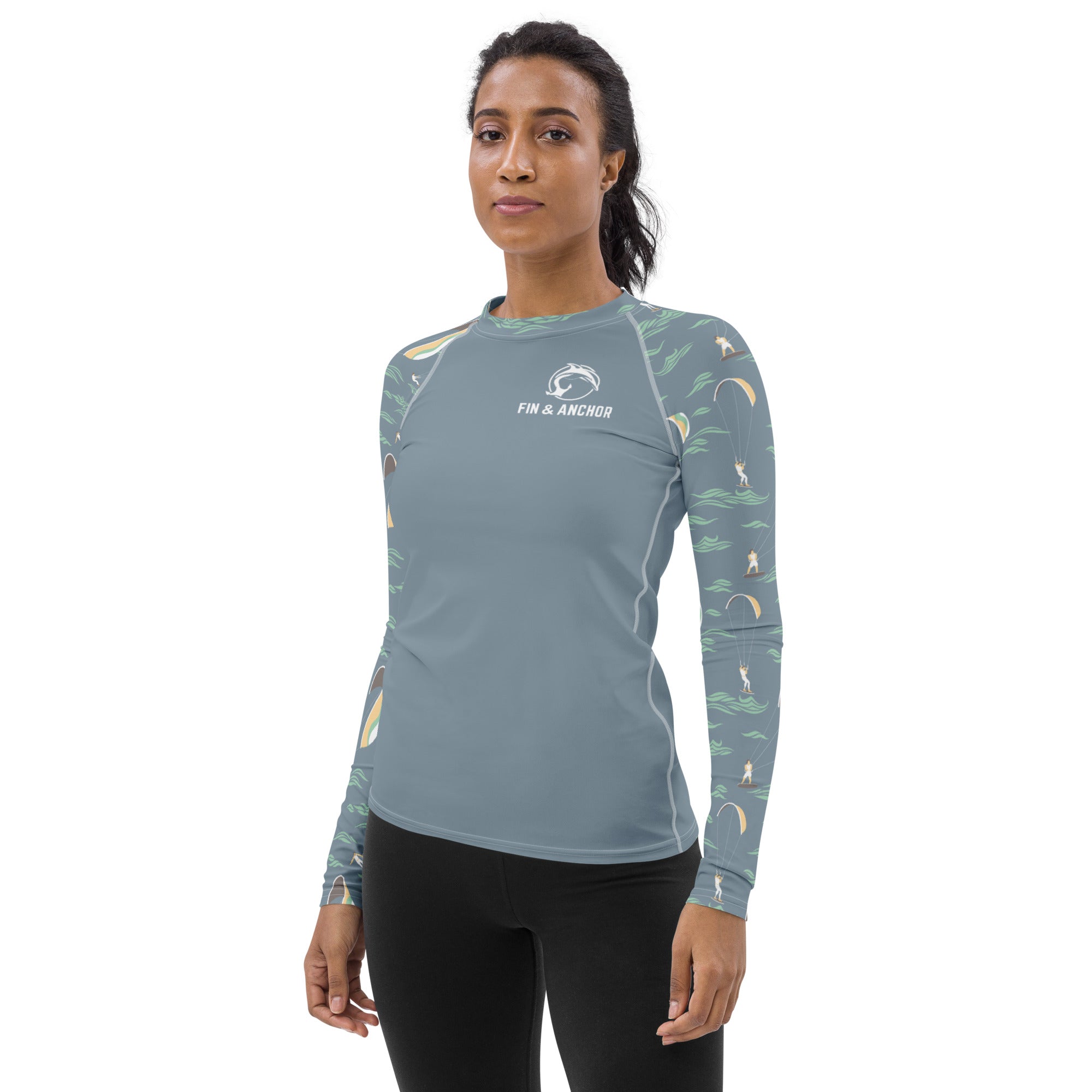 Women's UPF 50 Long Sleeve Sun Shirt - Kitesurfing Waves - 0