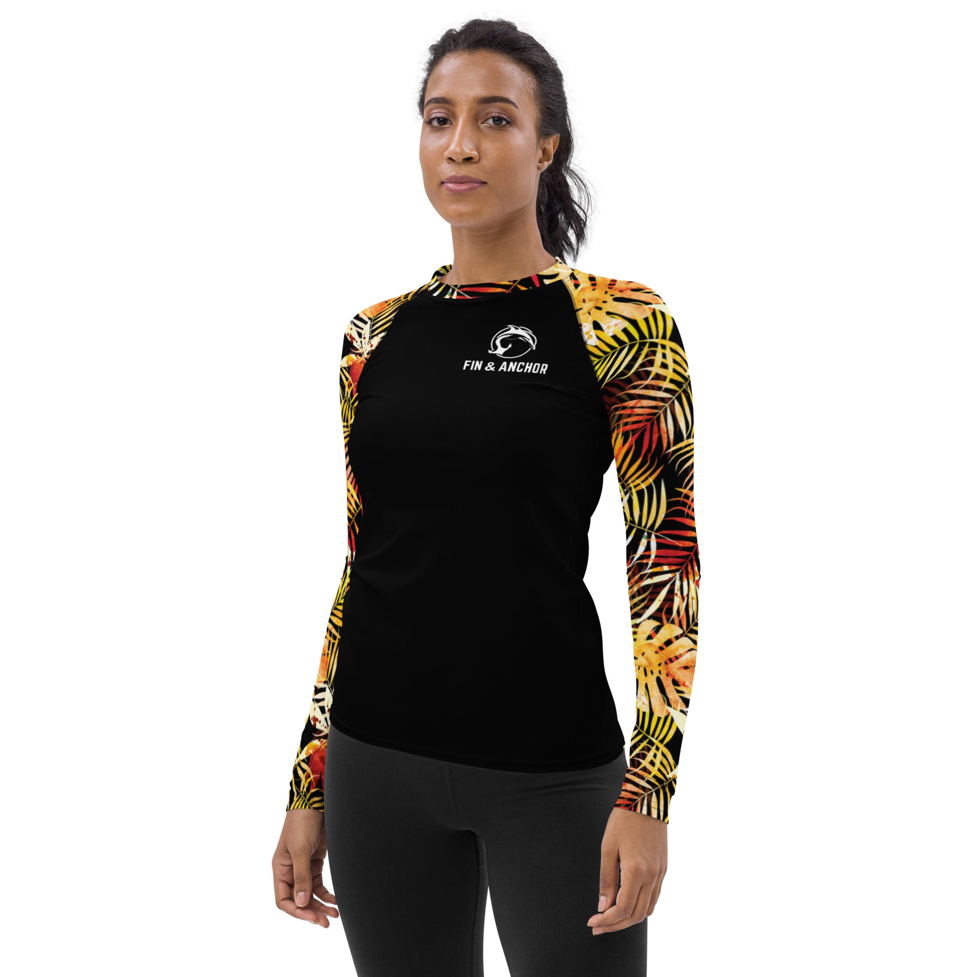 Women's UPF 50 Long Sleeve Sun Shirt - Tropical Leaves - 0