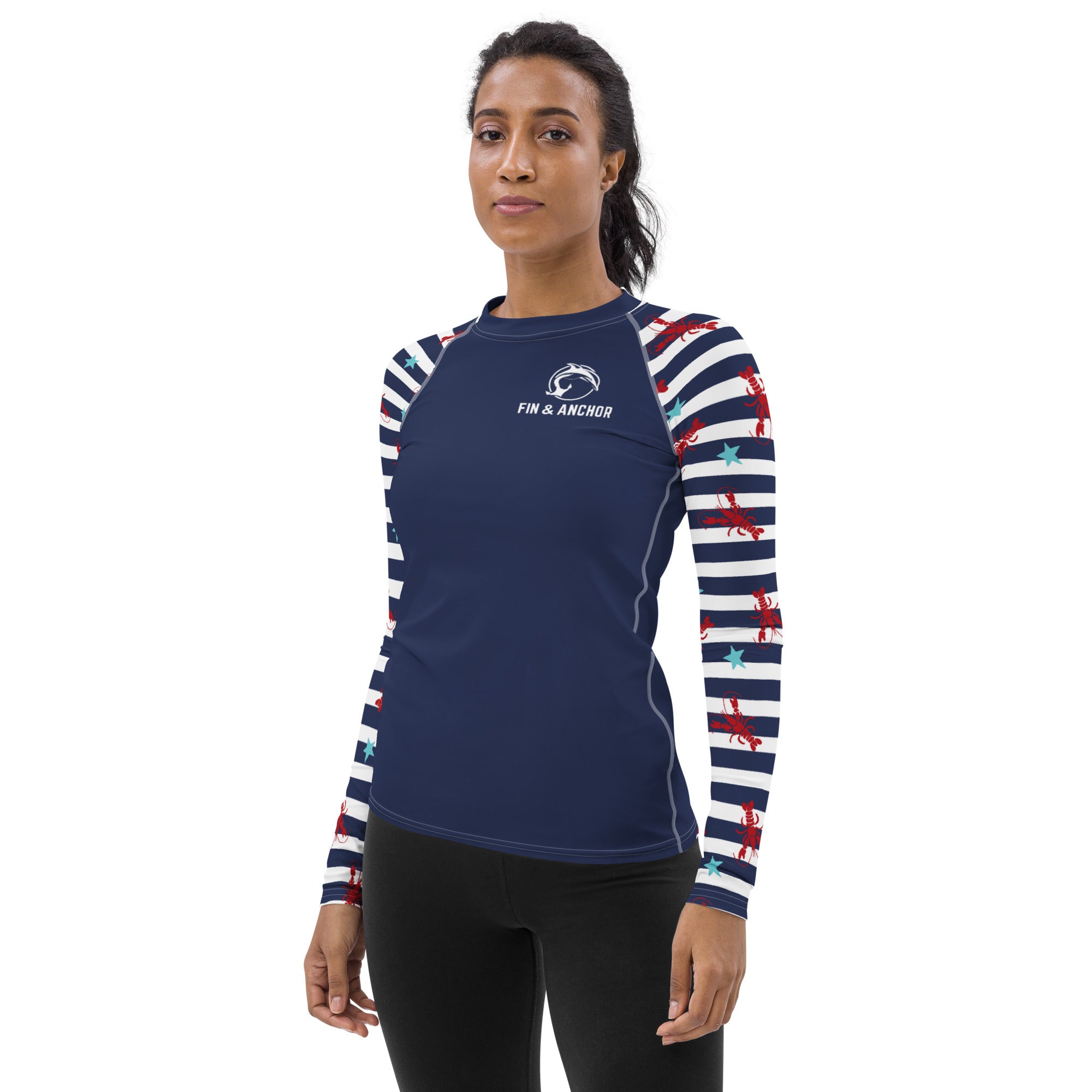 Women's UPF 50 Long Sleeve Sun Shirt - Lobster Stripes - 0