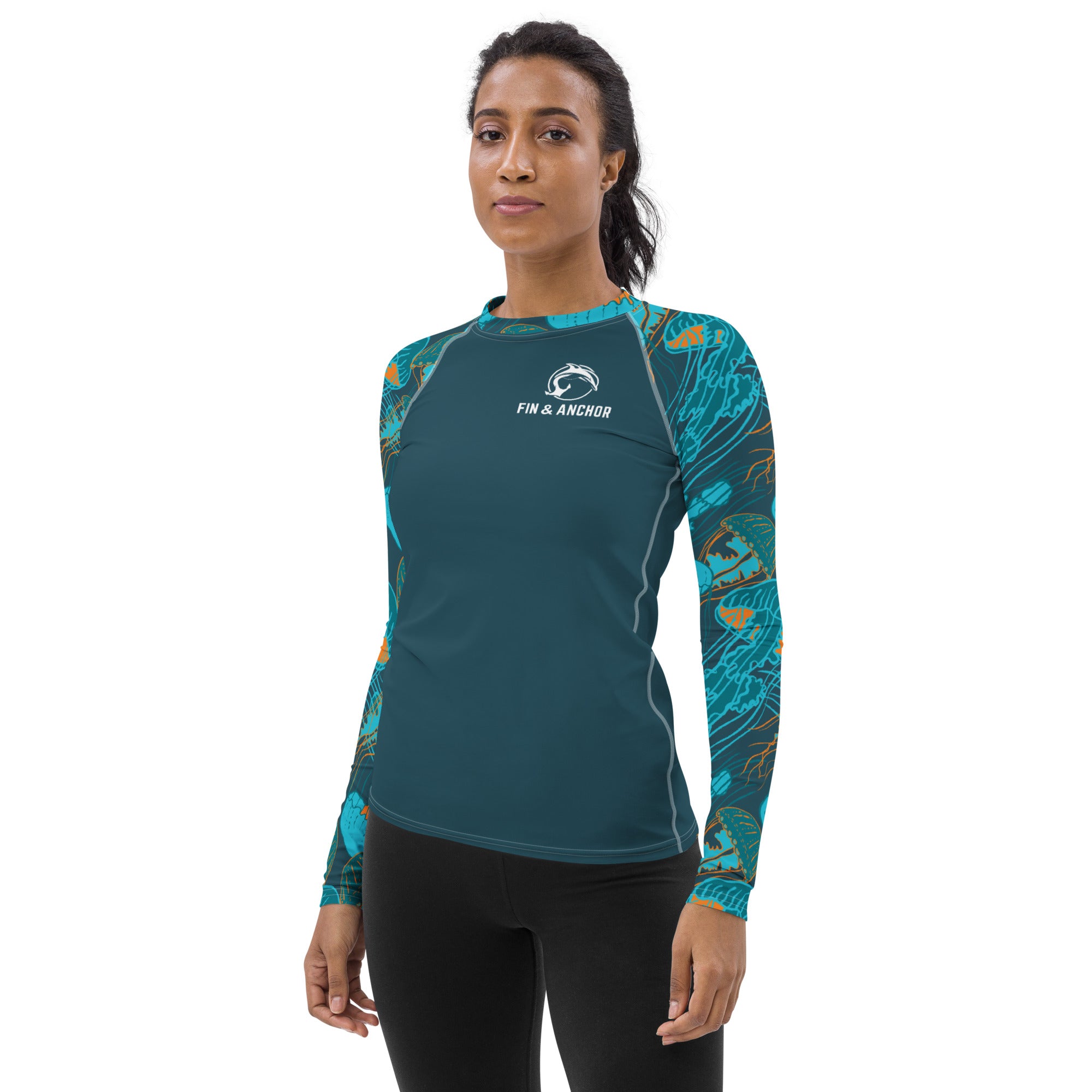 Women's UPF 50 Long Sleeve Sun Shirt - Electric Jellyfish - 0