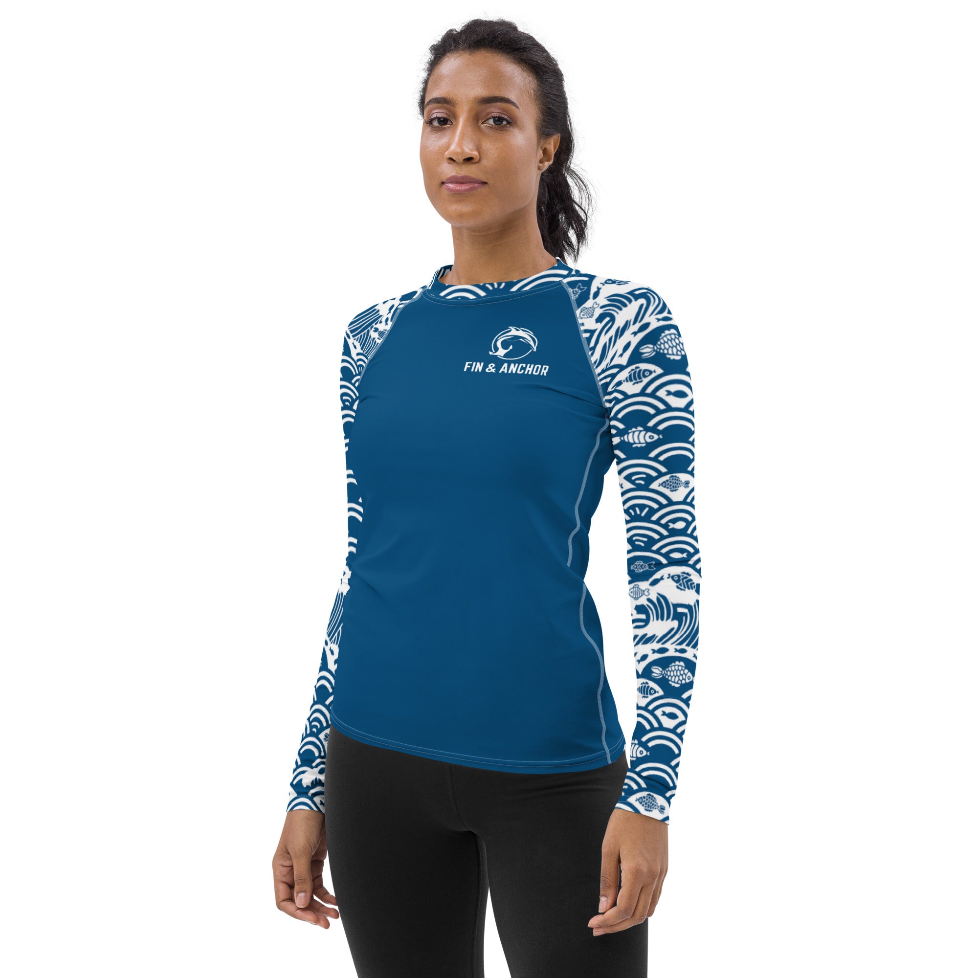 Women's UPF 50 Long Sleeve Sun Shirt - Fishy Waves - 0