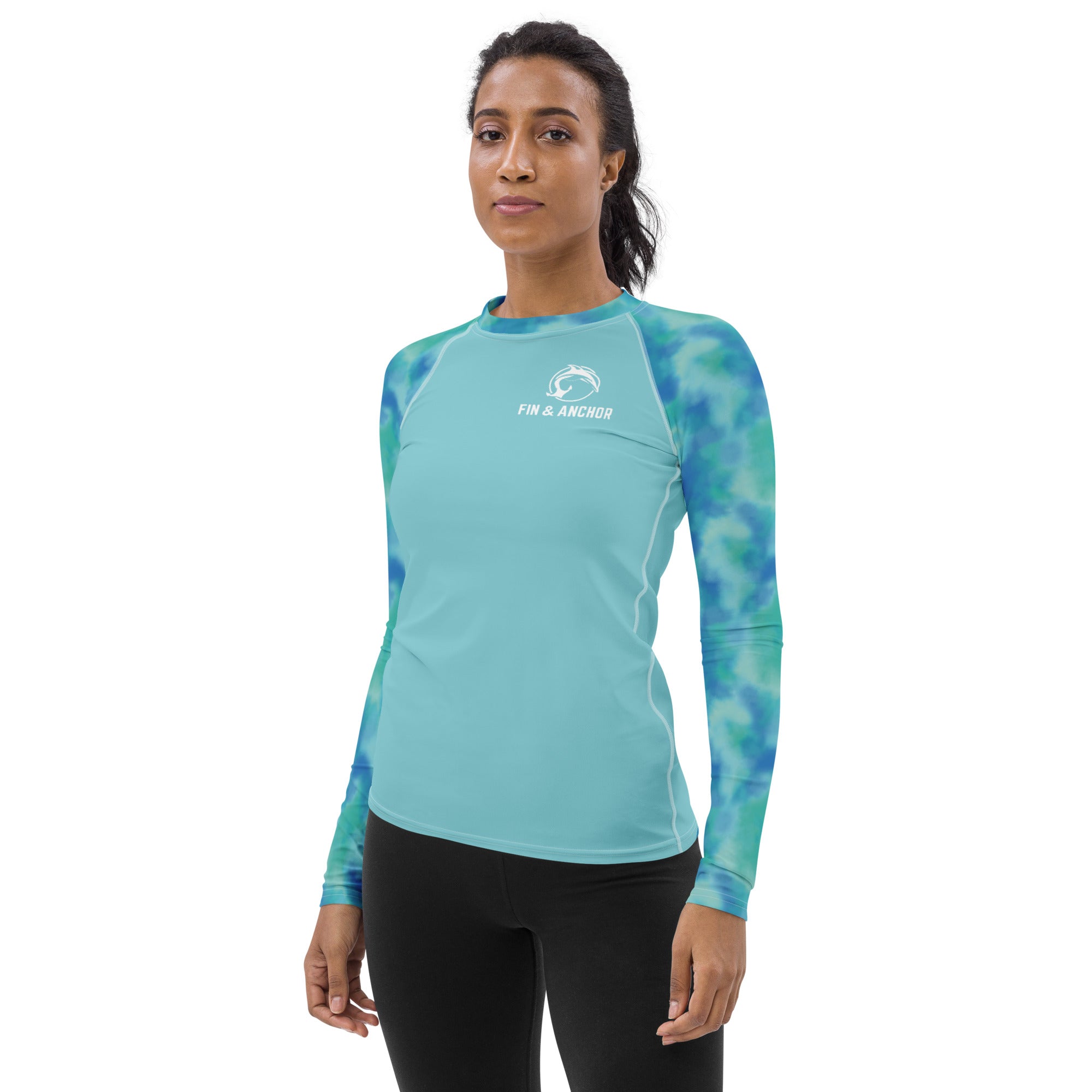 Women's UPF 50 Long Sleeve Sun Shirt - Seaside Watercolors - 0