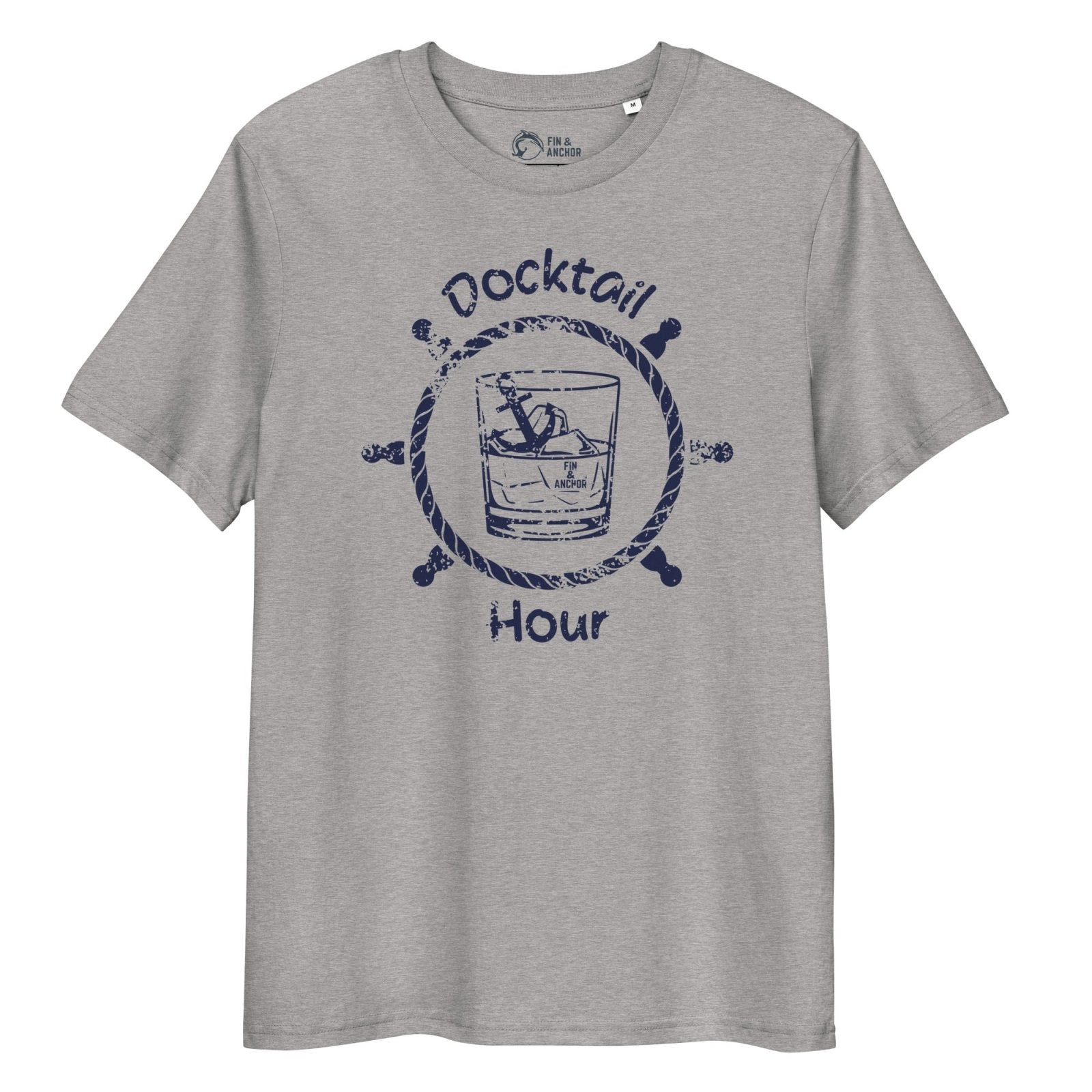 Anchor Down for Docktail Hour Tee - Heather Grey Organic Cotton