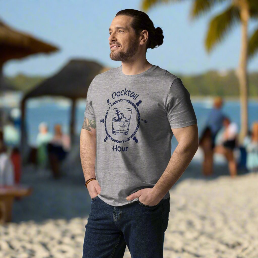 Anchor Down for Docktail Hour Tee - Heather Grey Organic Cotton