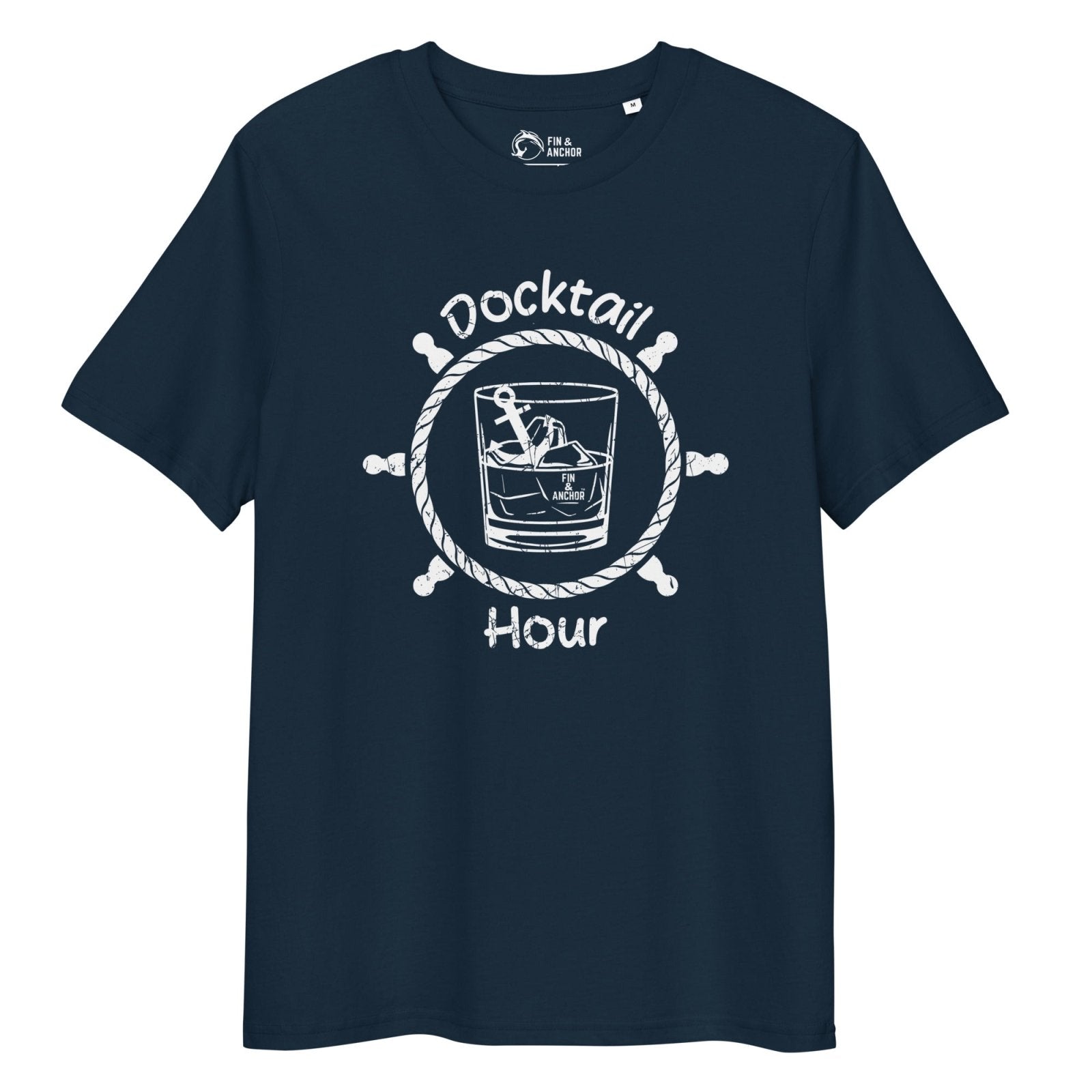 Anchor Down for Docktail Hour Tee - Navy Organic Cotton